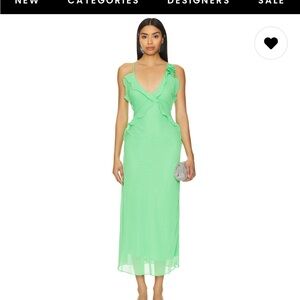 NWT Revolve Bardot Maxi Dress in Bright Green